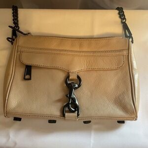 Rebecca Minkoff Leather Crossbody Purse Bag Mini MAC Removable Strap Tan Black
